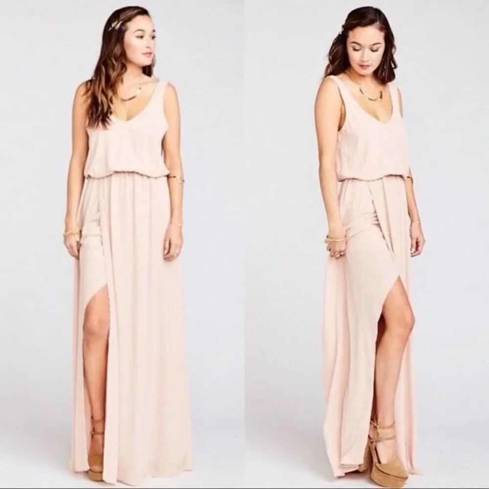 Show Me Your Mumu Kendall Maxi Dress in Dusty Blush Crisp Small